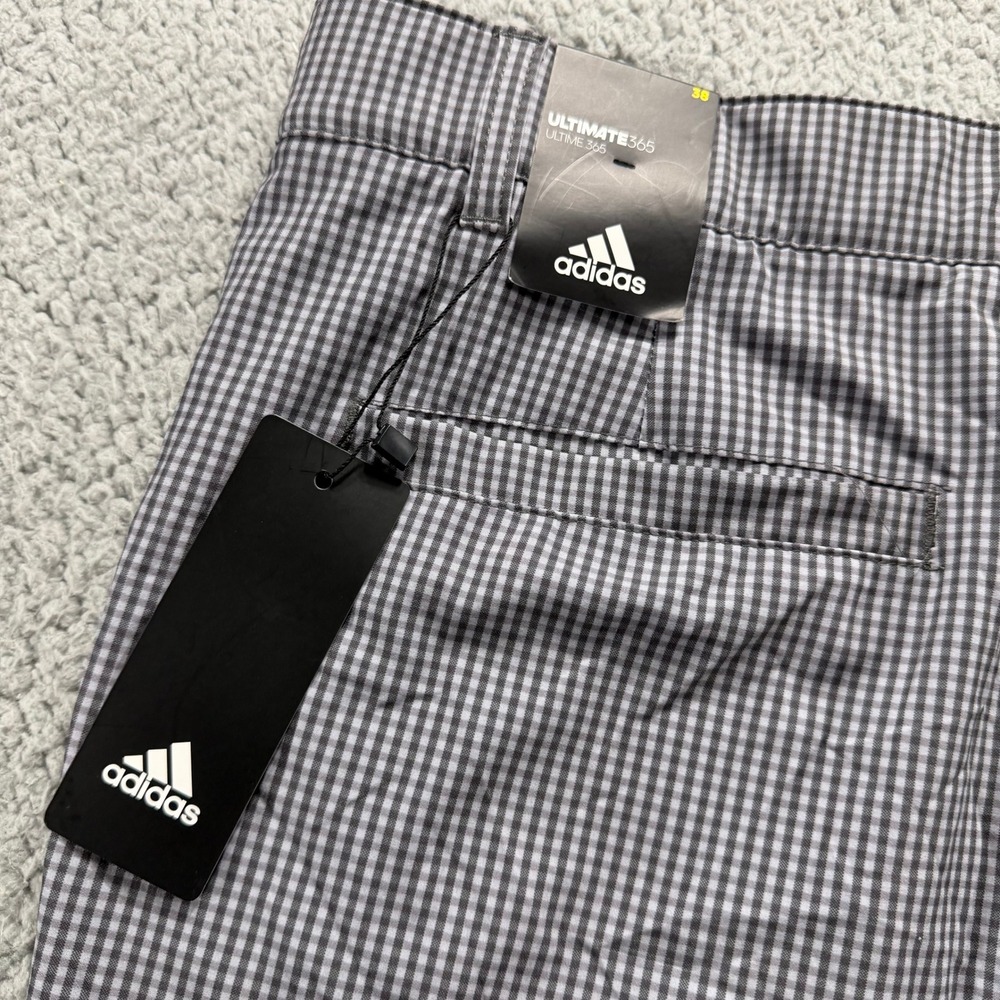 Adidas Ultimate365 Mens Gingham Golf Shorts Carbon Gray ADVS20R767 Size 38 NWT